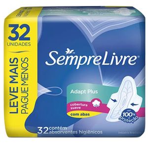 Absorvente Adapt Plus com Abas Sempre Livre Leve Mais Pague Menos com 32 unidades