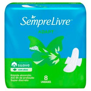 Absorvente Adapt Suave com Abas Sempre Livre 8 Unidades