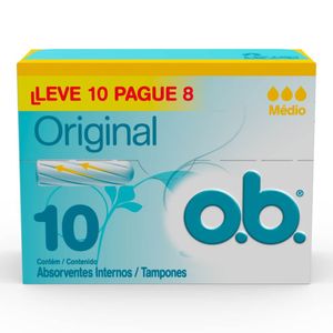 Absorvente Interno Médio O.B. Leve 10 Pague 8