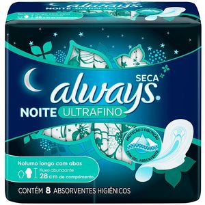 Absorvente Ultrafino Cobertura Seca com Abas Always Noturno com 8 unidades
