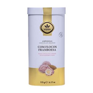 Amêndoas Chocolate Branco com Flocos Framboesa Vieira 175g