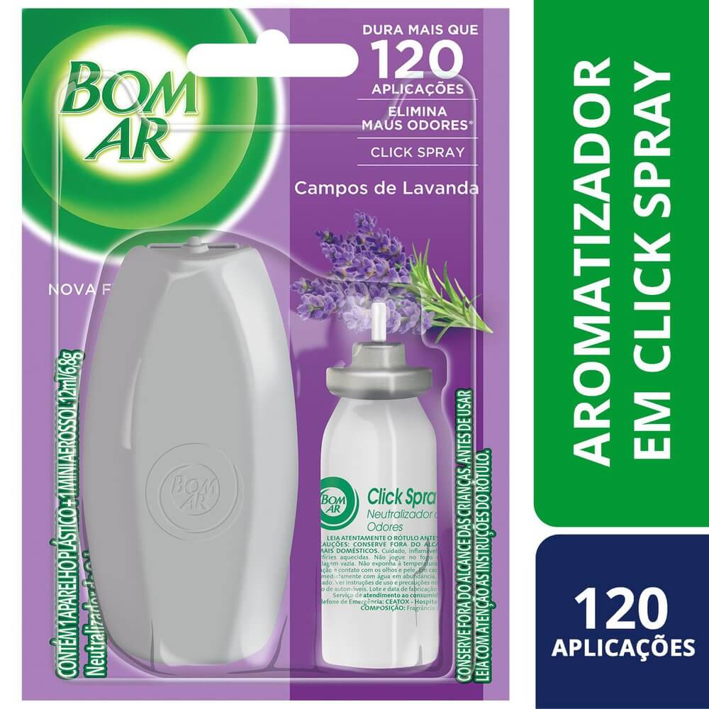 Bom Ar Air Wick Aromatizador Click Spray Aparelho + Refil Campos de Lavanda  12ml : : Casa
