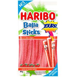 Bala Sticks Sabor Morango Ácido Haribo 80g