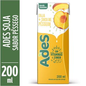 Bebida de Soja sabor Pêssego Ades 200ml
