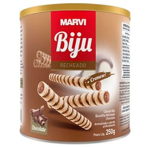 Biscoito Biju Recheado Chocolate Marvi Lata 250g