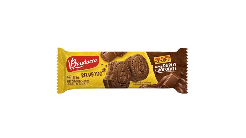 Biscoito de Chocolate Recheado com Morango Bauducco 65g