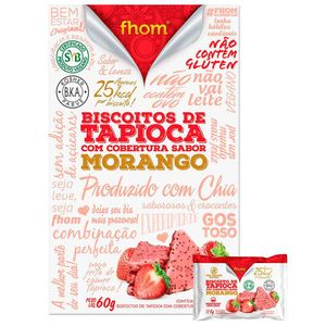 Biscoito de Tapioca com Morango Vegano Fhom 60g