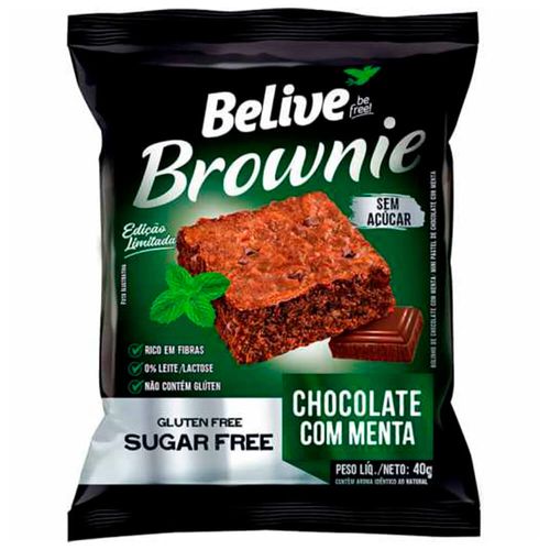 Brownie sabor Chocolate com Menta Zero sem Glúten e sem Lactose Belive 40g