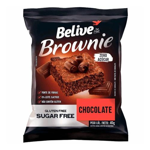 Brownie sabor Chocolate Zero sem Lactose e sem Glúten Belive 40g