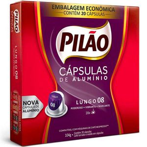 Cápsula de Café Lungo 8 Pilão 104g com 20 Unidades
