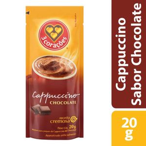 Cappucino Sabor Chocolate 3 Corações Sachê 20g