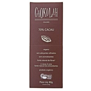 Chocolate 70% Cacau Orgânica Chokolah 80g