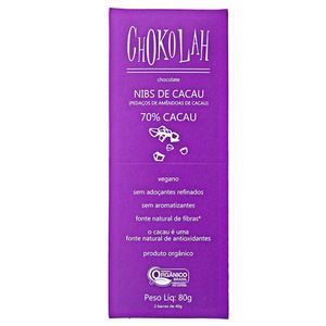 Chocolate Amargo 70% Cacau Orgânico Chokolah 80g