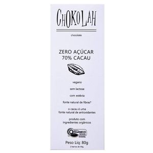 Chocolate 70% Cacau Sem Açúcar Chokolah 80g