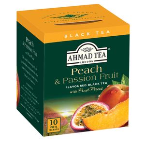 Chá Preto Sabor Pêssego e Maracujá Ahmad Tea com 10 sachês de 2g