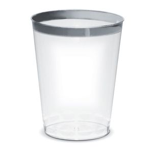 Copo para Água Borda Prata Silver Plastic 300ml 12 Unidades