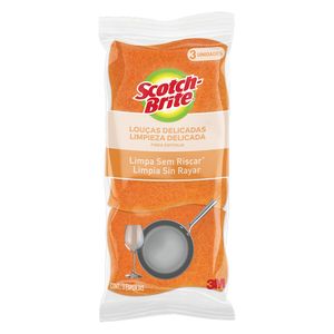 Esponja Scotch Brite Não Risca Laranja com 3 unidades