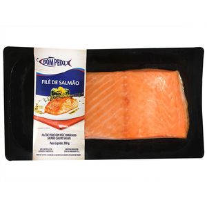 Filé de Salmão com Pele Congelado Bom Peixe 300g