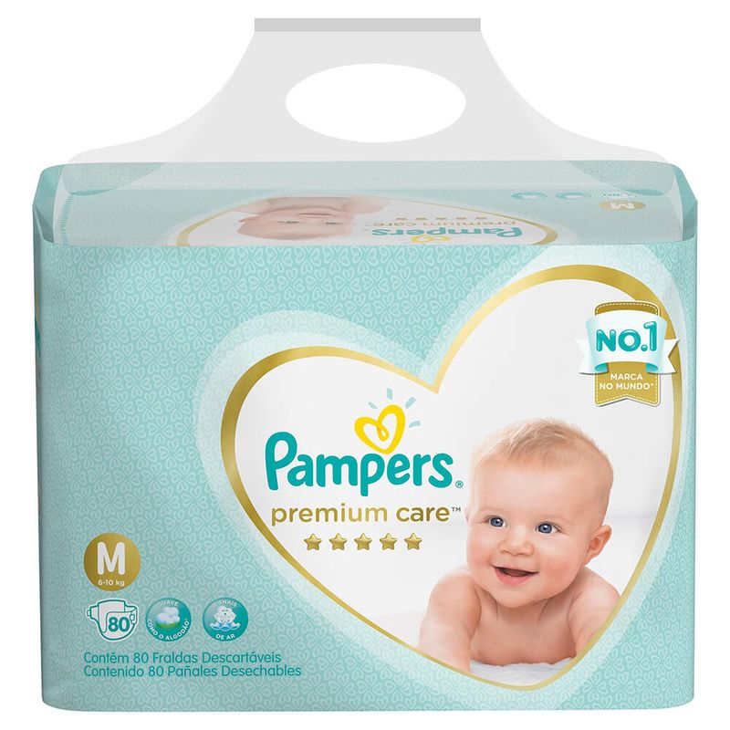 Fralda Pampers Jumbo Premium Care M Com 80 Unidades Mambo