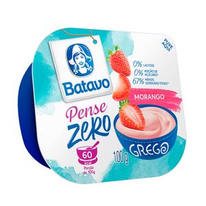 Iogurte Grego de Morango Zero Lactose Batavo Pense Zero 100g