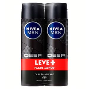 Kit Antitranspirante Aerossol Carvão Ativado Deep Nivea Men 150ml 2 Unidades