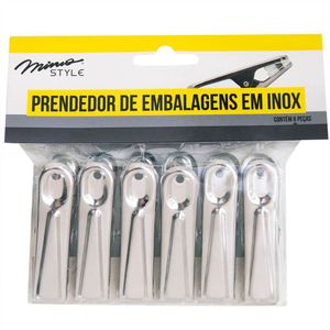 Kit de Prendedores em Inox Mimo Style com 6 unidades