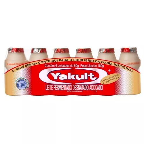 Leite Fermentado Yakult 80g com 6 unidades