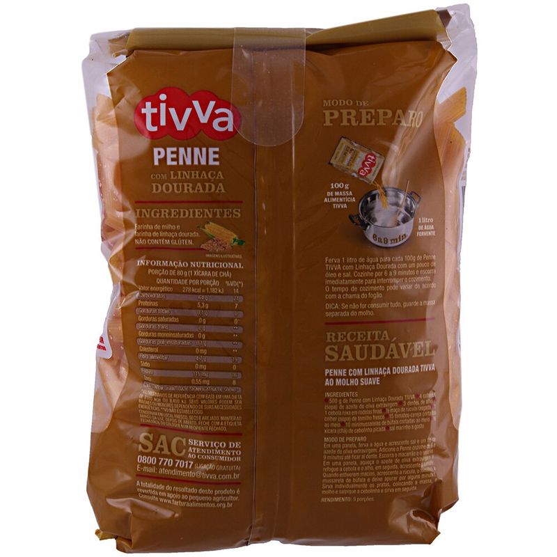 Macarrao-Penne-Com-Linhaca-Dourada-Sem-Gluten-Tivva-500g