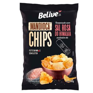 Chips de Mandioca com Sal Rosa do Himalaia Sem Glúten Belive 50g