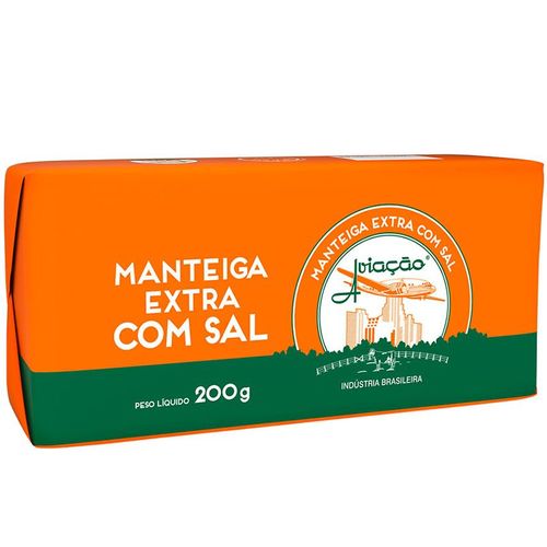Manteiga Extra com Sal Tablete Aviação 200g