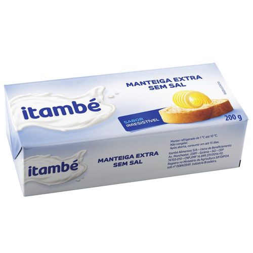 Manteiga Extra sem Sal Itambé Tablete 200g