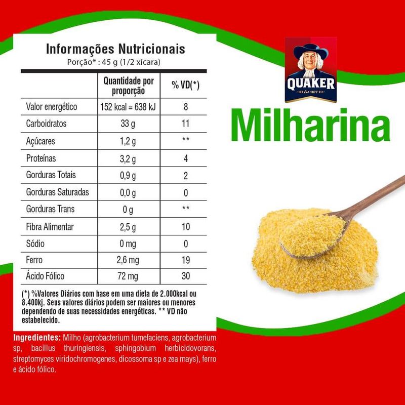 Flocos De Milho Pré-Cozido Quaker Milharina 500g | Mambo Supermercado ...