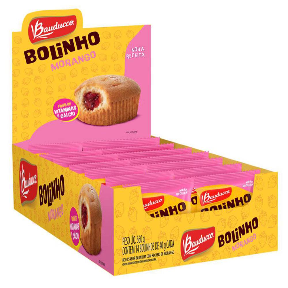 Mini Bolo de Baunilha e Morango Bauducco 40g  Mambo Supermercado São Paulo  - Mambo Supermercado São Paulo