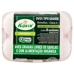 Ovo Vermelho Orgânico Grande Korin com 6 Unidades