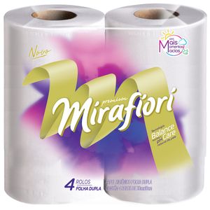 Papel Higiênico Neutro Folha Dupla Mirafiori 30m com 4 unidades