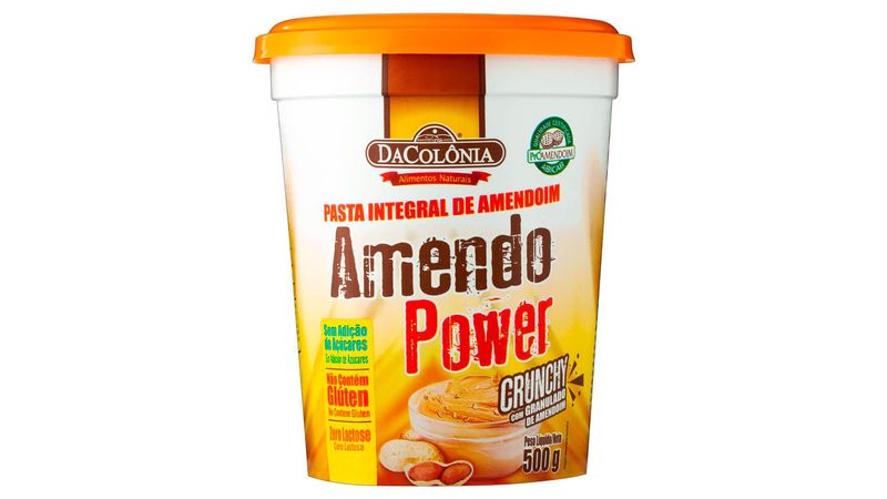 Pasta Integral de Amendoim Amendo Power Crunchy com Granulado de Amendoim  500g - Loja virtual DaColônia Alimentos Naturais