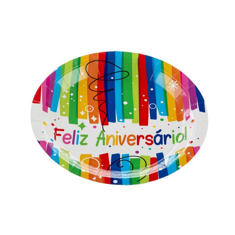 Prato-de-Papel-Feliz-Aniversario-Silver-Plastic-18cm-10-Unidades
