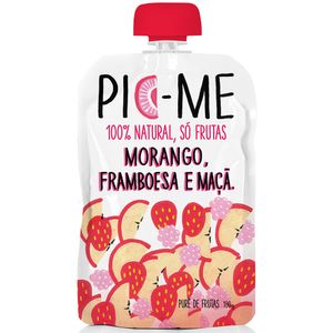 Purê de Frutas 100% Natural Sabor Framboesa, Morango e Maça PIC-ME 100g