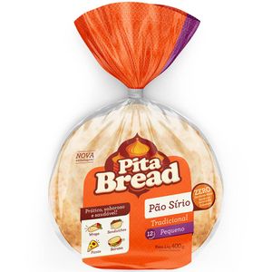 Pão Sírio Pequeno Pita Bread 400g com 12 Unidades