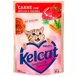 Ração sabor Carne com Ervilha e Cenoura Kelcat 85g