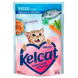 Ração sabor Peixe com Ervilha e Cenoura Kelcat 85g