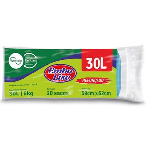 Saco de Lixo 30 Litros Reforçado Azul Wecycle 20 unidades
