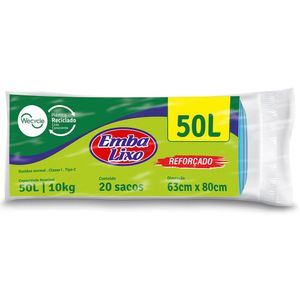 Saco de Lixo 50 Litros Reforçado Azul Wecycle 20 unidades
