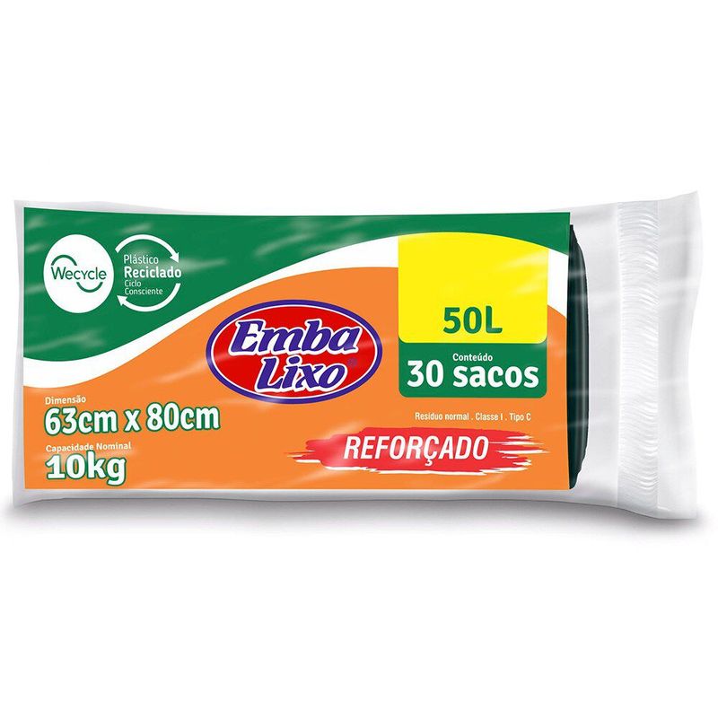 Saco-de-Lixo-50-Litros-Reforcado-Preto-Wecycle-30-Unidades