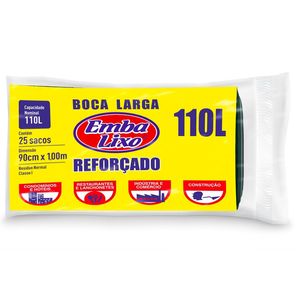 Saco de Lixo Preto 110 Litros Embalixo com 25 unidades