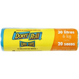 Saco de Lixo Super Forte Azul 30 Litros Dover Roll com 20 unidades