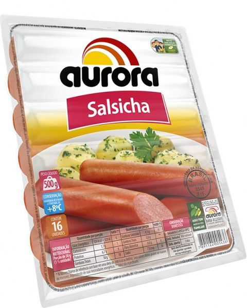 SALSICHA – SUINO – AURORA – 500G – HOT DOG - Lia Supermercado