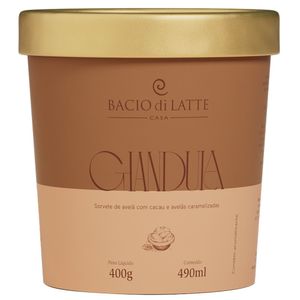 Sorvete de Avelã com Cacau e Avelãs Caramelizadas Gianduia Bacio di Latte 490ml