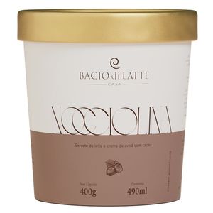 Sorvete de Leite e Creme de Avelã com Cacau Nocciolina Bacio di Latte 490g
