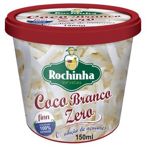 Sorvete de Massa Coco Branco Sem Adição de Açúcar Rochinha Pote 150ml